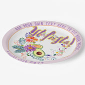 FIESTA ピンク アボカド フォークアート フラワーズ カスタム ペーパープレート (アングル)