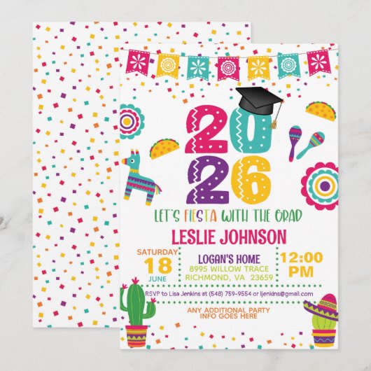 Fiesta 2026 Graduation Invitation 招待状 (正面/裏面)