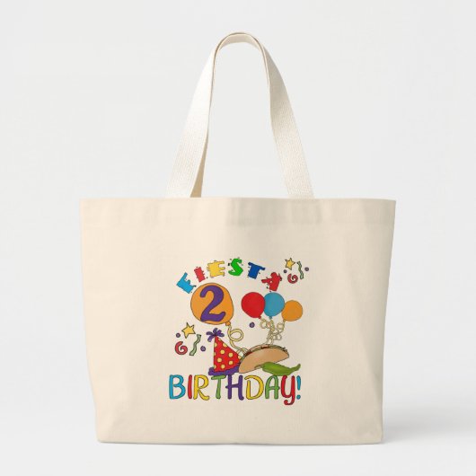 Fiesta 2nd誕生日Tシャツとギフト ラージトートバッグ (正面)