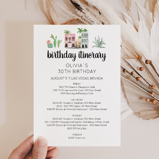 Fiesta Birthday Weekend Itinerary Card 招待状