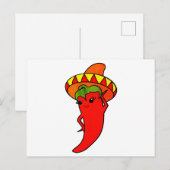 Fiesta Bridal Shower Kawaii Red Hot Pepper Diva ポストカード (正面/裏面)