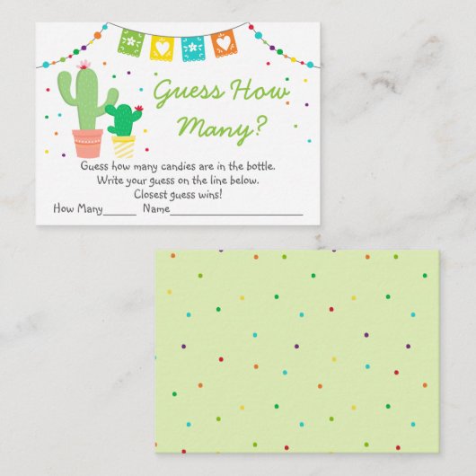 Fiesta Cactusは何人の赤ちゃんシャワーのゲームを推測 エンクロージャーカード (正面/裏面)