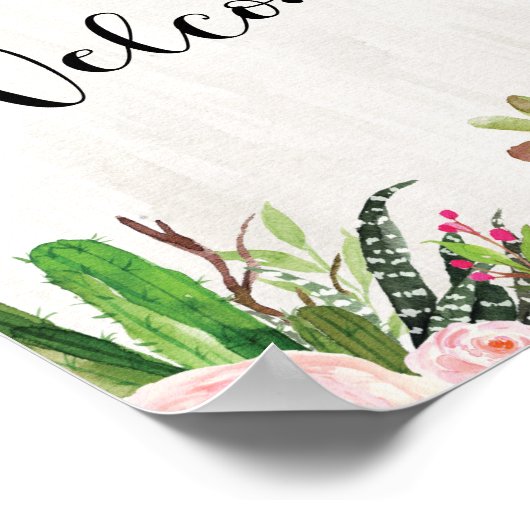 Fiesta Cactus多肉的ウェルカムサインポスター ポスター (角)