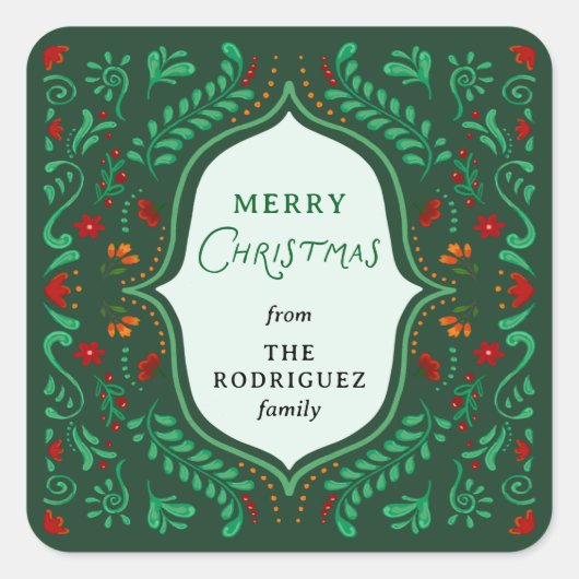 Fiesta Christmas Favor Sticker スクエアシール (正面)