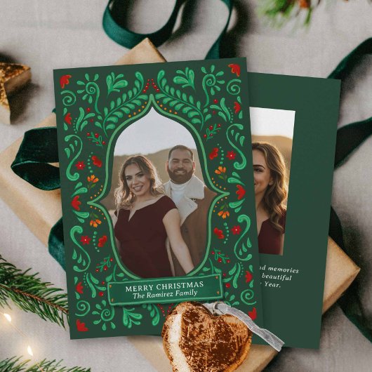 Fiesta Christmas Papel Picado Photo Greeting Card 招待状