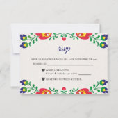 Fiesta Colorful Floral Botanical Spanish Wedding 出欠カード (正面)
