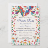 Fiesta Colorful Floral Modern Boda Spanish Wedding 招待状 (正面)