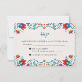 Fiesta Colorful Floral Spanish Wedding 出欠カード
