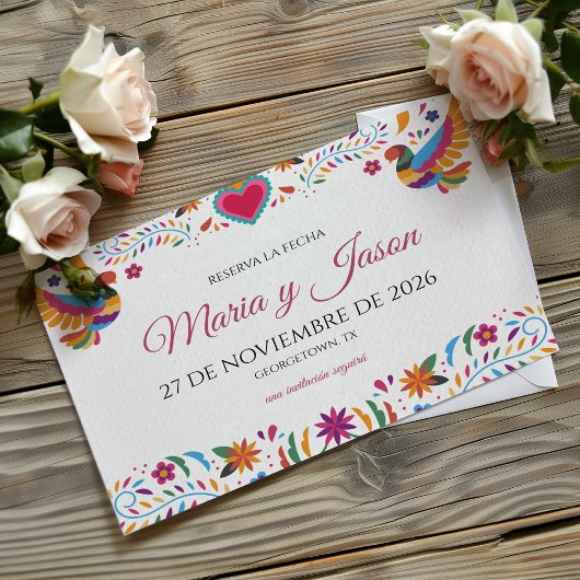 Fiesta Colorful Flowers Botanical Spanish Wedding セーブザデート