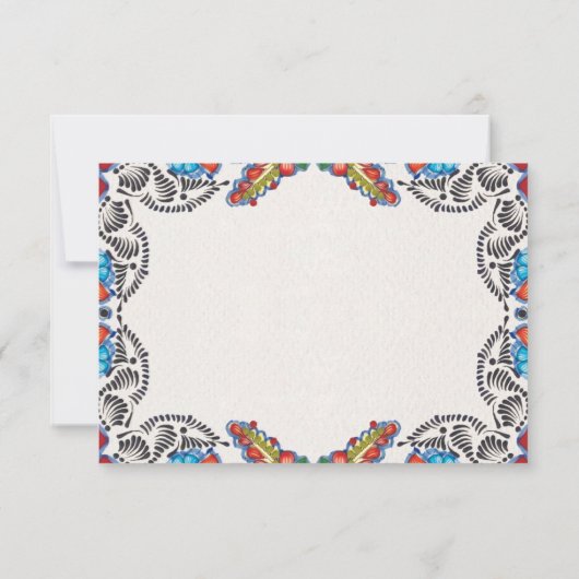 Fiesta Colorful Flowers Botanical Spanish Wedding 出欠カード (裏面)