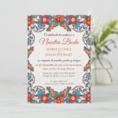 Fiesta Colorful Flowers Botanical Spanish Wedding 招待状 (スタンド正面)