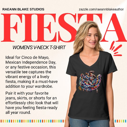 Fiesta Couple Dancing Women's V-Neck T-Shirt Tシャツ