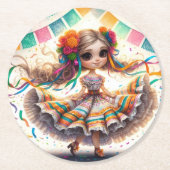 Fiesta Dancing Doll (#10) Paper Coaster Sets ラウンドペーパーコースター (正面)