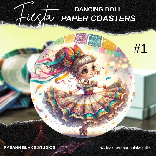 Fiesta Dancing Doll (#1) Paper Coaster Sets ラウンドペーパーコースター