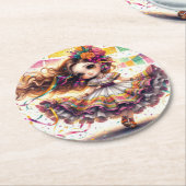 Fiesta Dancing Doll (#2) Paper Coaster Sets ラウンドペーパーコースター (アングル)