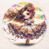 Fiesta Dancing Doll (#2) Paper Coaster Sets ラウンドペーパーコースター (正面)