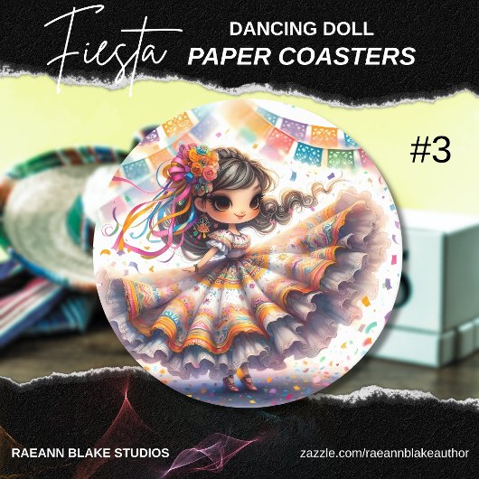 Fiesta Dancing Doll (#3) Paper Coaster Sets ラウンドペーパーコースター