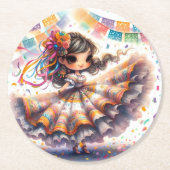 Fiesta Dancing Doll (#3) Paper Coaster Sets ラウンドペーパーコースター (正面)