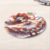 Fiesta Dancing Doll (#4) Paper Coaster Sets ラウンドペーパーコースター (アングル)