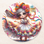 Fiesta Dancing Doll (#4) Paper Coaster Sets ラウンドペーパーコースター (正面)