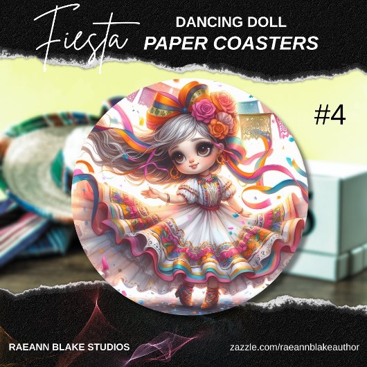 Fiesta Dancing Doll (#4) Paper Coaster Sets ラウンドペーパーコースター
