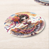 Fiesta Dancing Doll (#8) Paper Coaster Sets ラウンドペーパーコースター (アングル)