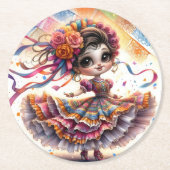 Fiesta Dancing Doll (#8) Paper Coaster Sets ラウンドペーパーコースター (正面)