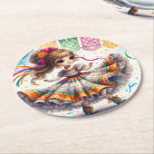 Fiesta Dancing Doll (#9) Paper Coaster Sets ラウンドペーパーコースター (アングル)