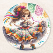 Fiesta Dancing Doll (#9) Paper Coaster Sets ラウンドペーパーコースター (正面)