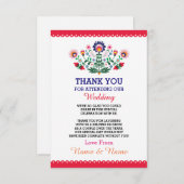 Fiesta de bodas Tarjeta de agradecimiento roja Mex サンキューカード (正面/裏面)