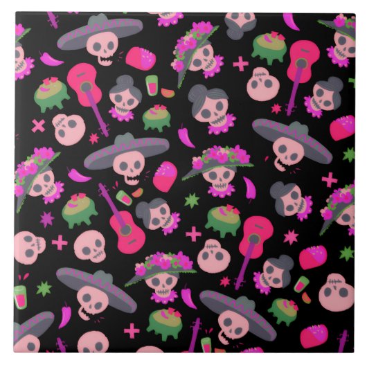 Fiesta De Los Muertos Ceramic Tile タイル (正面)