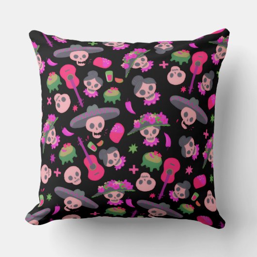 Fiesta De Los Muertos Throw Pillow クッション (正面)
