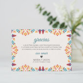 Fiesta Elegant Colorful Floral Spanish Wedding サンキューカード (スタンド正面)