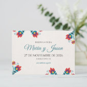 Fiesta Elegant Colorful Floral Spanish Wedding セーブザデート (スタンド正面)