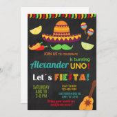 Fiesta first 1st birthday invitation, boy fiesta. 招待状 (正面/裏面)