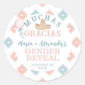 Fiesta Gender Reveal Thank You ラウンドシール (正面)