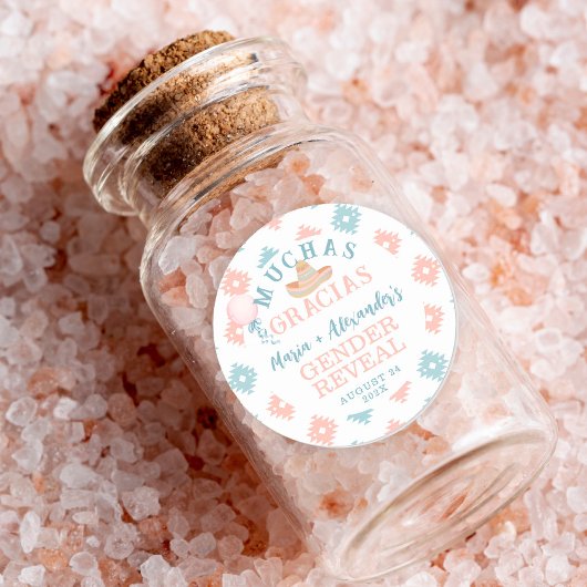 Fiesta Gender Reveal Thank You ラウンドシール