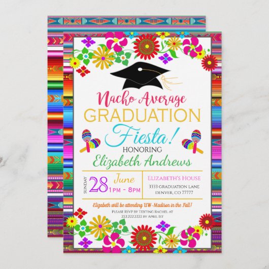  Fiesta Graduation Invitation 招待状 (正面/裏面)