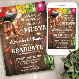 Fiesta Graduation Party Cowboy and Cowgirl Grad 招待状