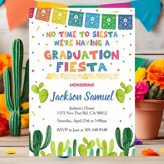 Fiesta Graduation Party Invitation Mexican Invite 招待状