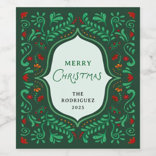 Fiesta Merry Chritsmas Favor Gift Wine ワインラベル (シングルラベル)