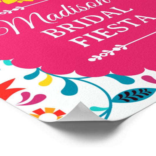 Fiesta Mexican Bridal Shower Welcome Sign ポスター (角)