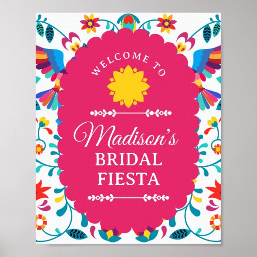 Fiesta Mexican Bridal Shower Welcome Sign ポスター (正面)