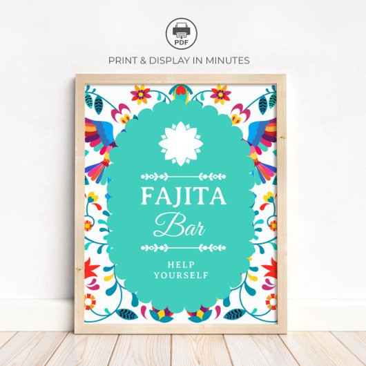 Fiesta Mexican Fajita Bar Bridal Shower Sign ポスター