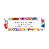 Fiesta Mexican Floral Wedding Invitation Address ラベル (正面)