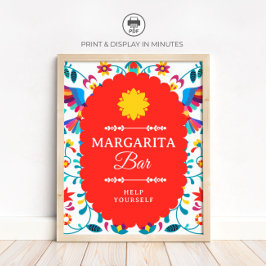 Fiesta Mexican Margarita Bar Bridal Shower Sign ポスター