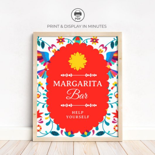 Fiesta Mexican Margarita Bar Bridal Shower Sign ポスター