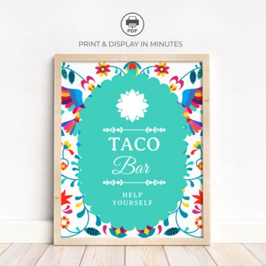 Fiesta Mexican Taco Bar Bridal Shower Sign ポスター
