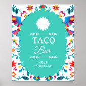Fiesta Mexican Taco Bar Bridal Shower Sign ポスター (正面)