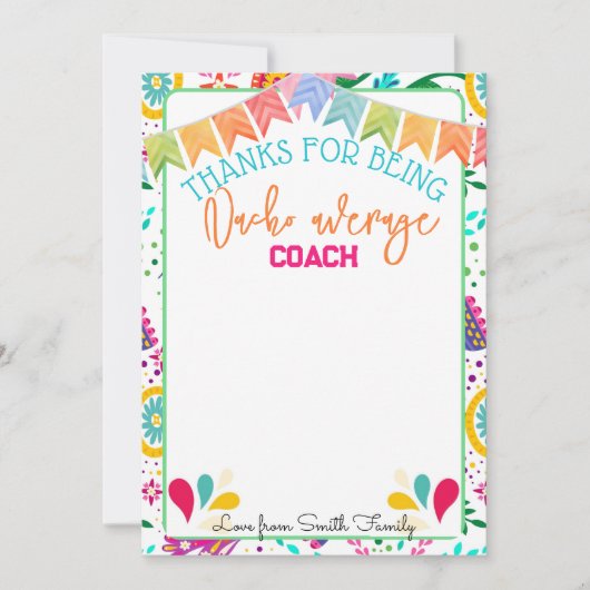 fiesta nacho平均先生コーチギフトカード 招待状 (正面)